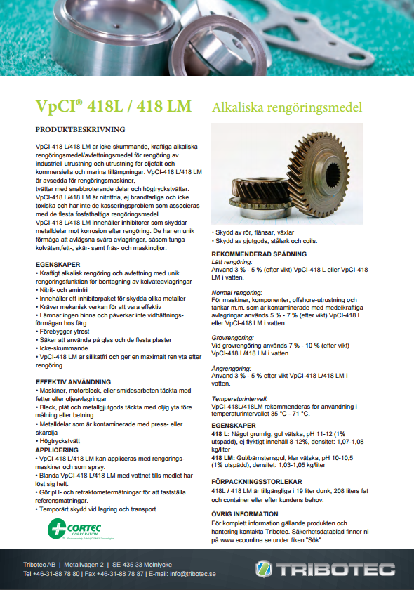 Screen Clip 418 Produktdatablad